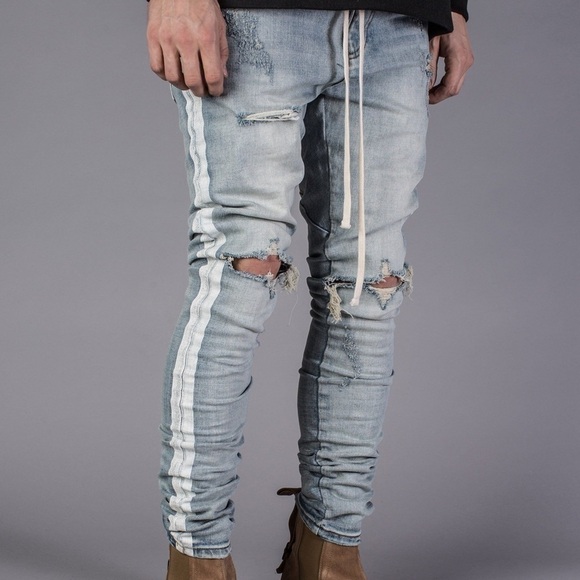 KOLLAR Distressed Stripe Denim Skinny Jean size 28 - Picture 11 of 11